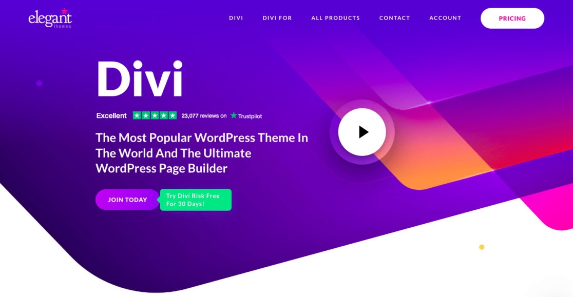 Navigating the Divi theme homepage