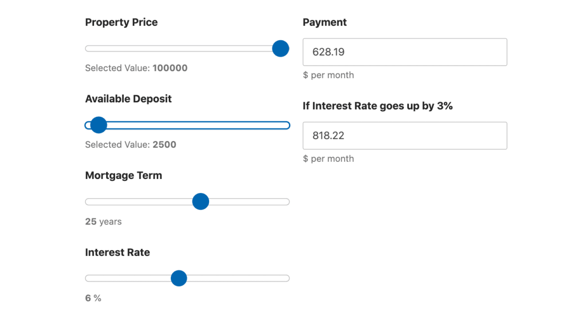 Configuring WPForms mortgage calculations