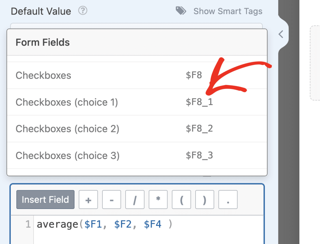 Checkboxes field choices