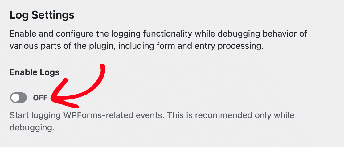 Disabling WPForms logs
