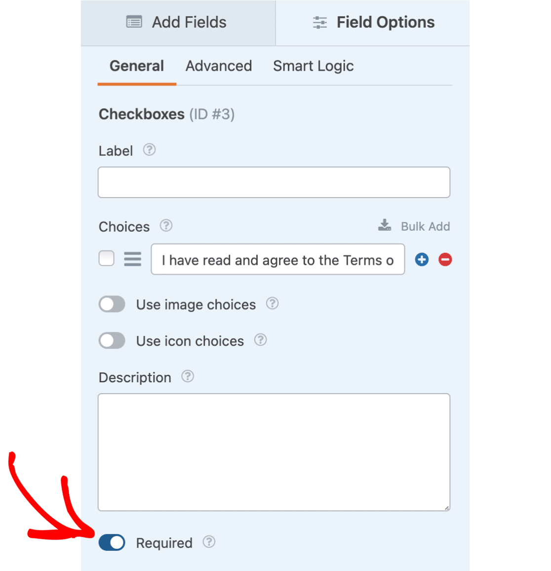 Make checkboxes field as required