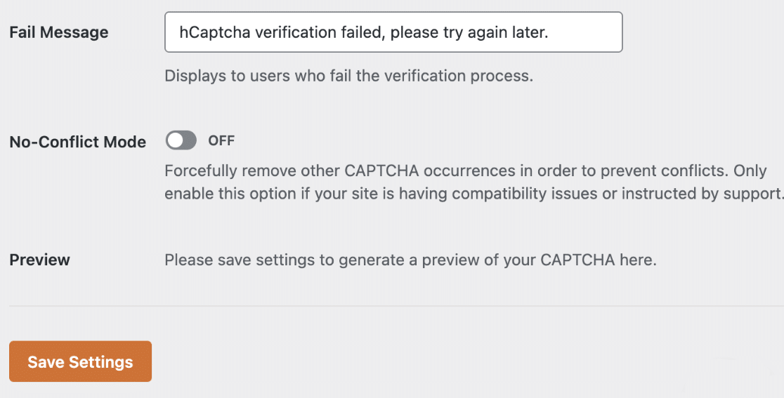 additional hCaptcha configurations