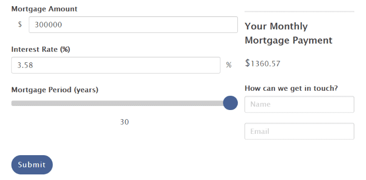 Formidable forms mortgage calculator