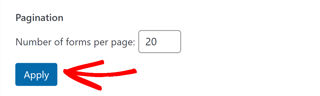 Changing the number of rows displayed on the Forms Over page