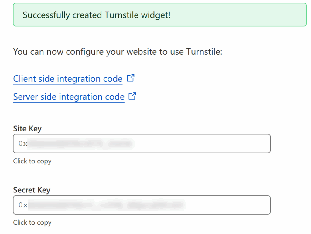 Cloudflare Site Key and Secret Key
