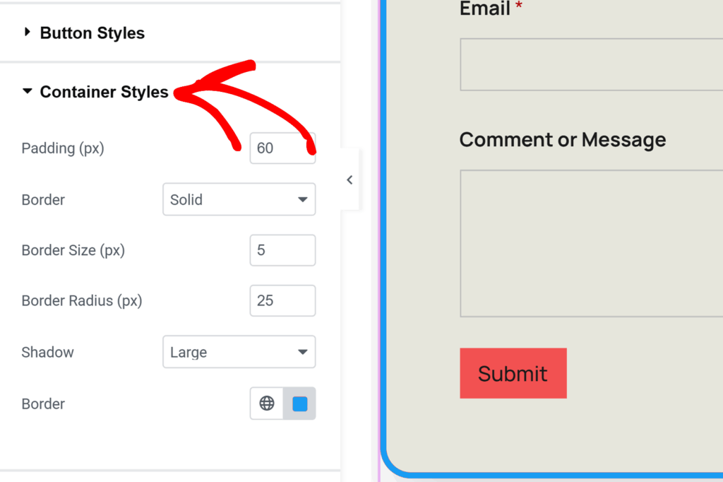 container-styles-elementor - WPForms
