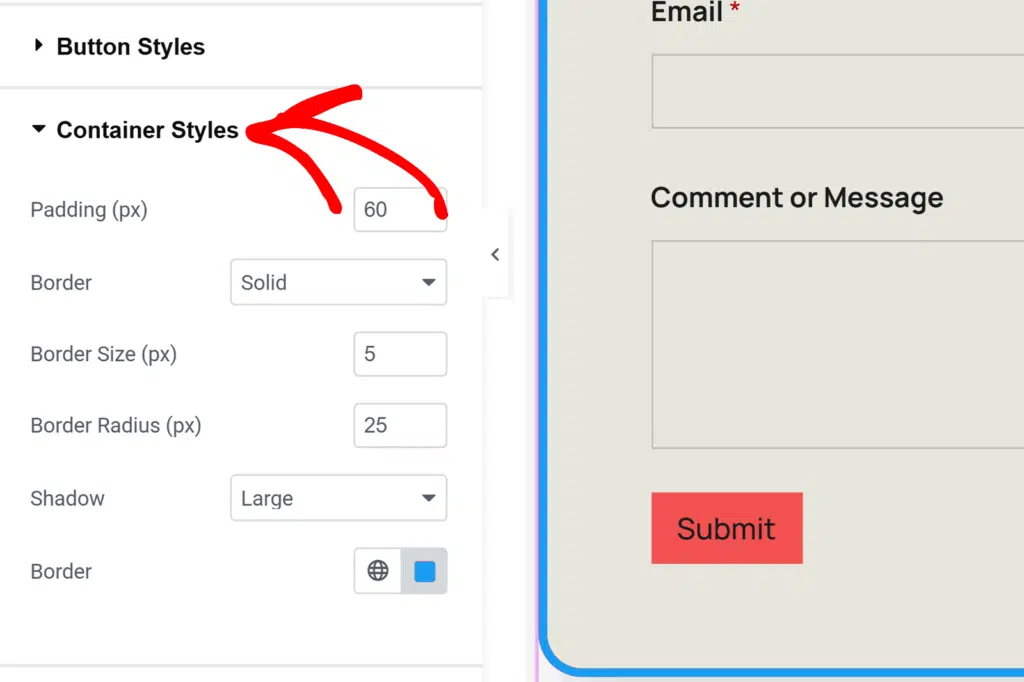 container-styles-elementor - WPForms