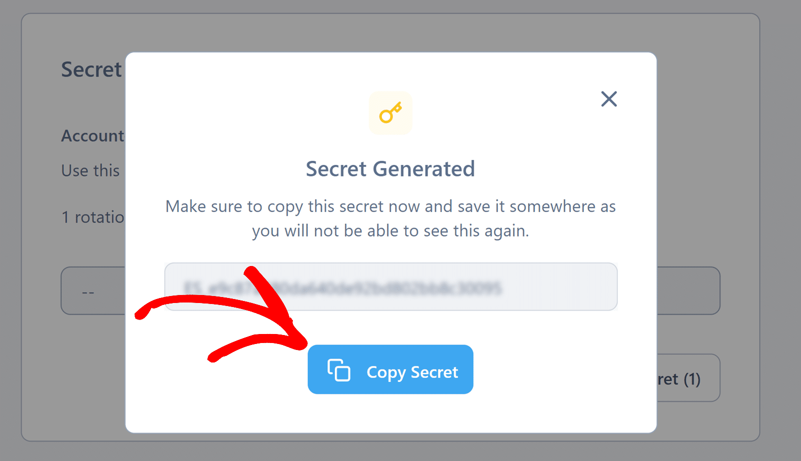 Copy secret key hcaptcha