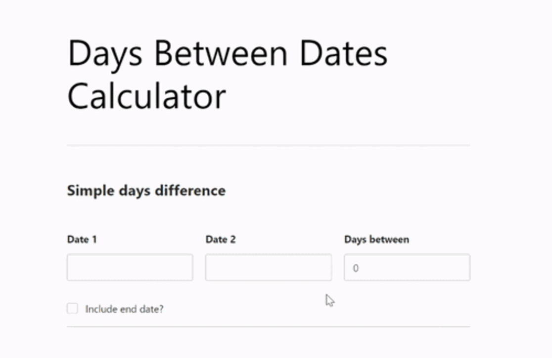 days between dates calculator live