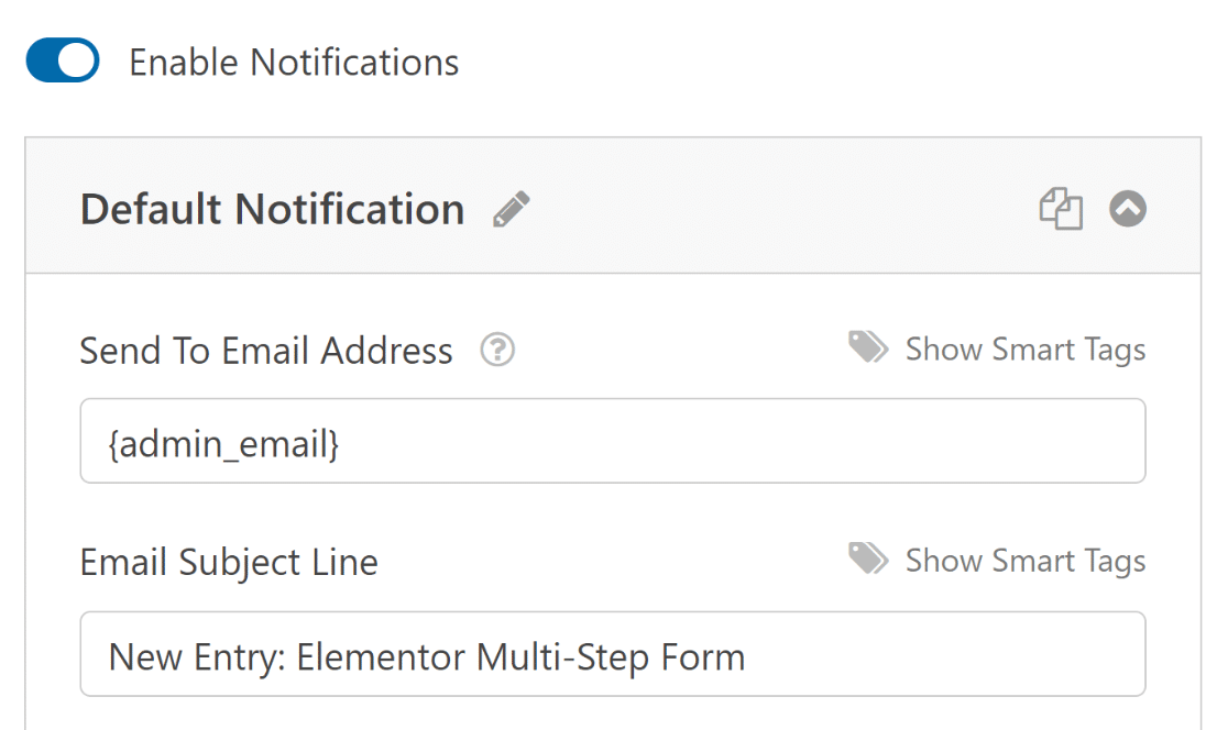 elementor multi step form notifications