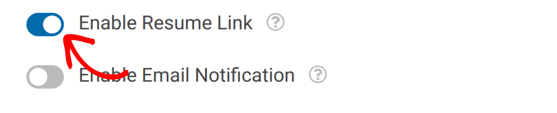 Enabling the resume link