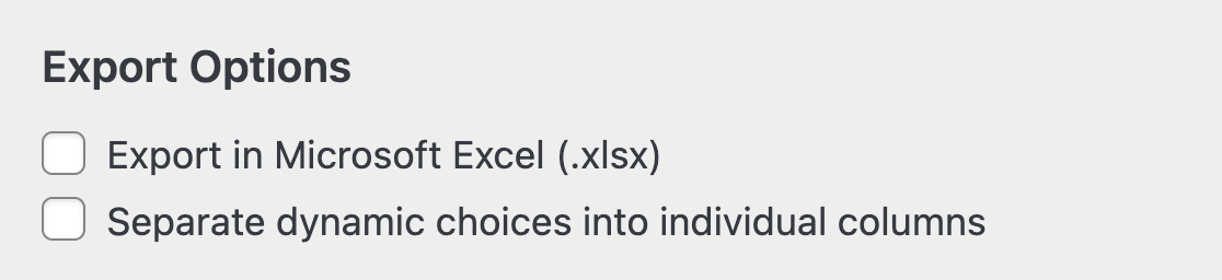 Export options with dynamic choices option