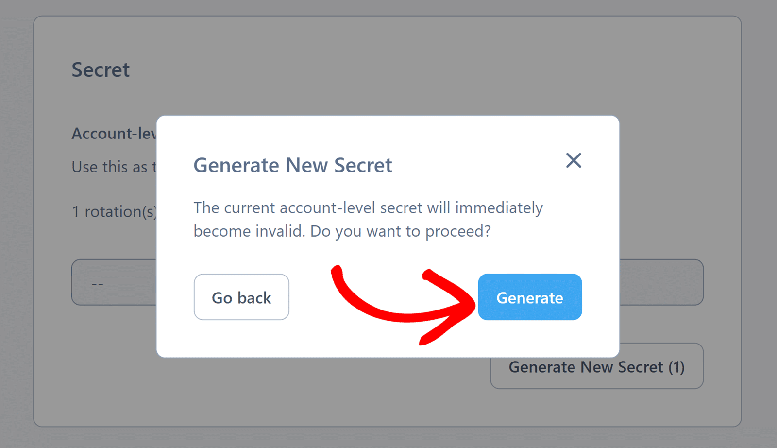 Generate new secret key