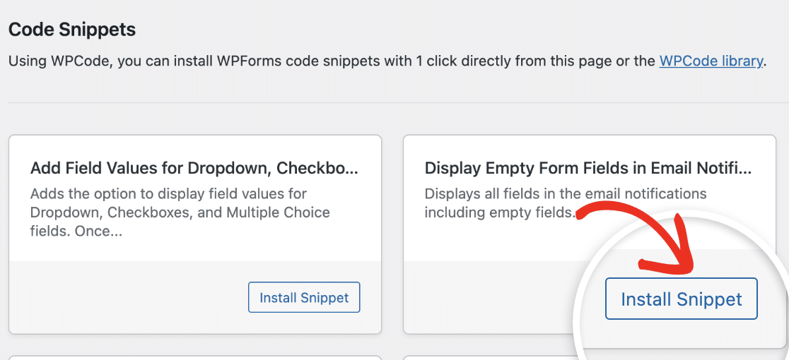 Installing code snippet in WPForms