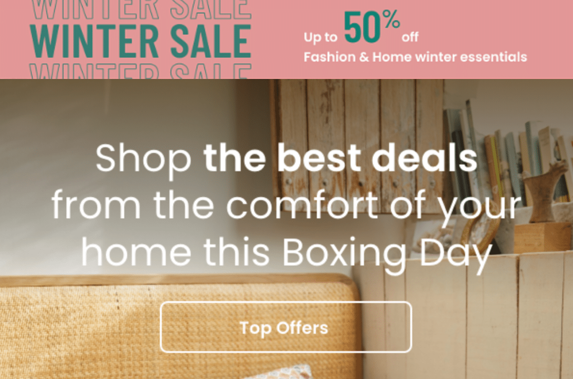 La Redoute boxing day email marketing