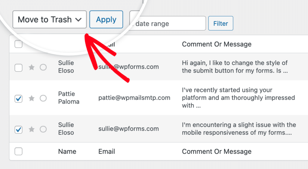 複数の項目をゴミ箱に移動する