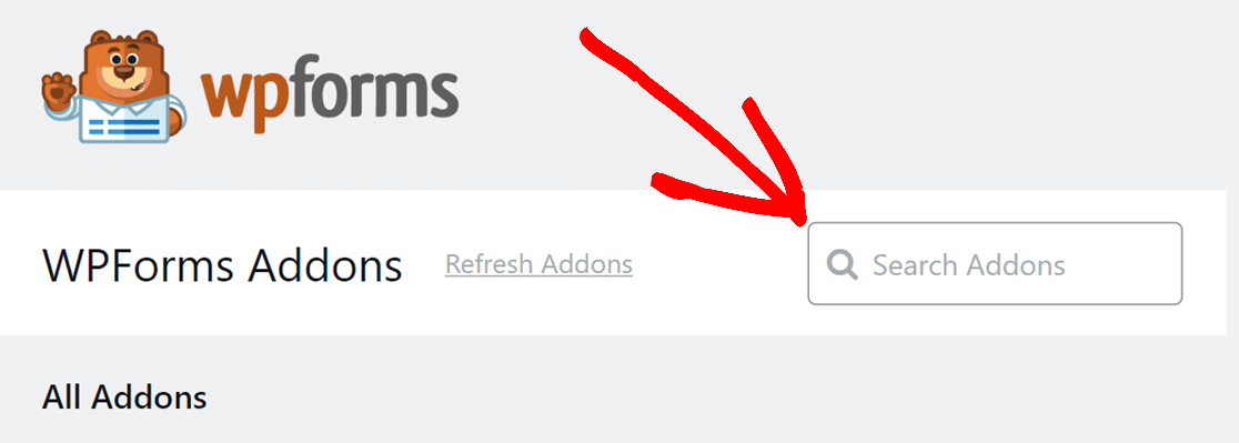 Searching available WPForms addons