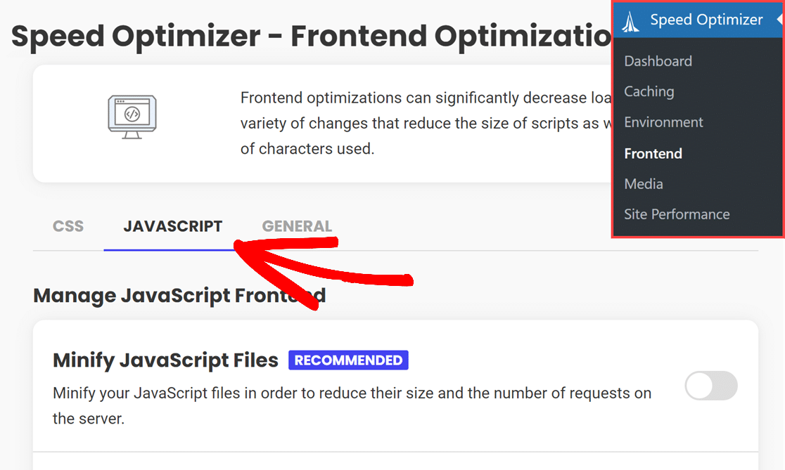 SG frontend optimization settings