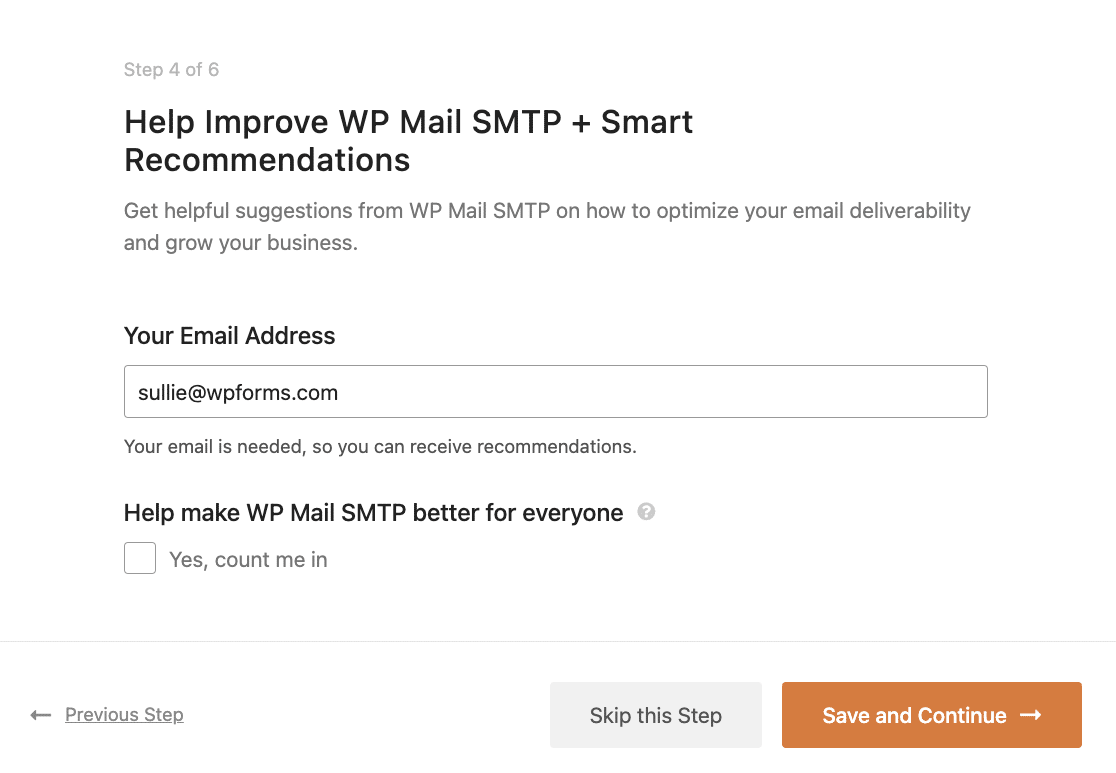 Opting in to WP Mail SMTP emails and data tracking