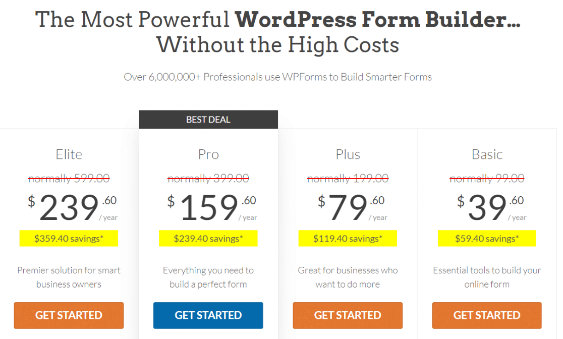 WPForms pricing black friday