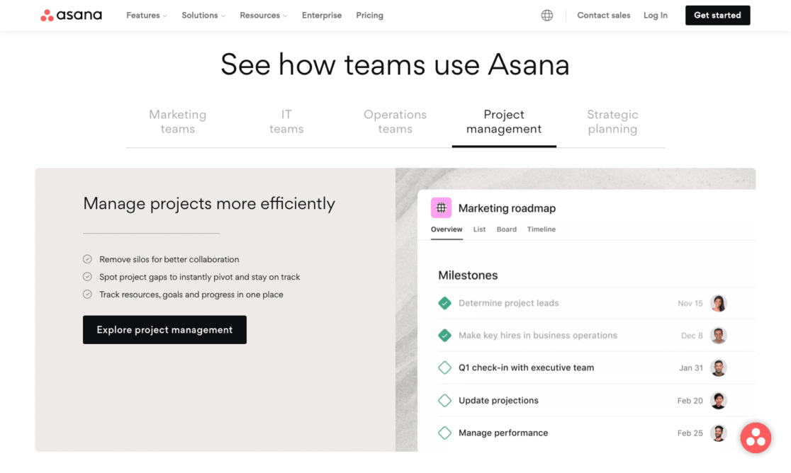 Asana homepage