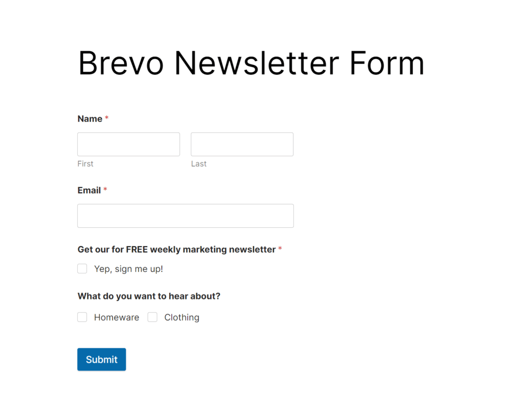 Brevo newsletter form