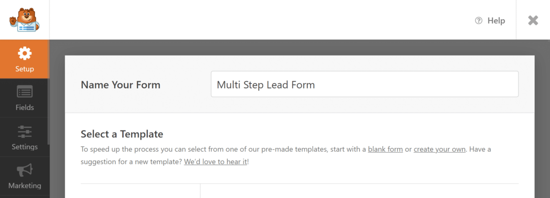 Create new multi step lead form
