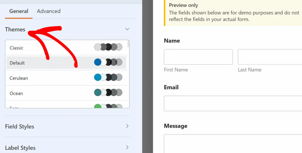 form-themes-themes - WPForms Themes option in Form Themes