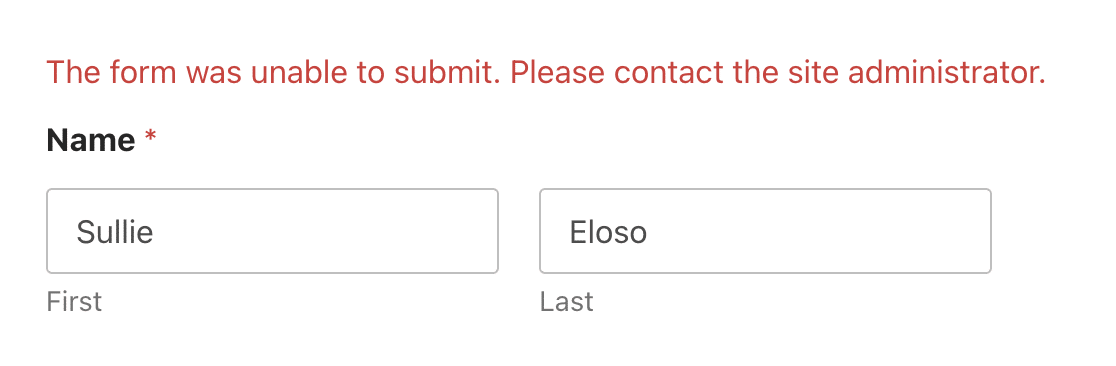 Form unable to submit