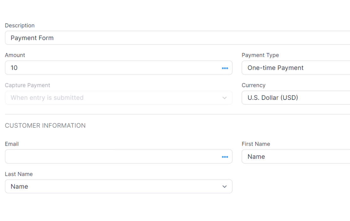 Formidable Forms payment settings