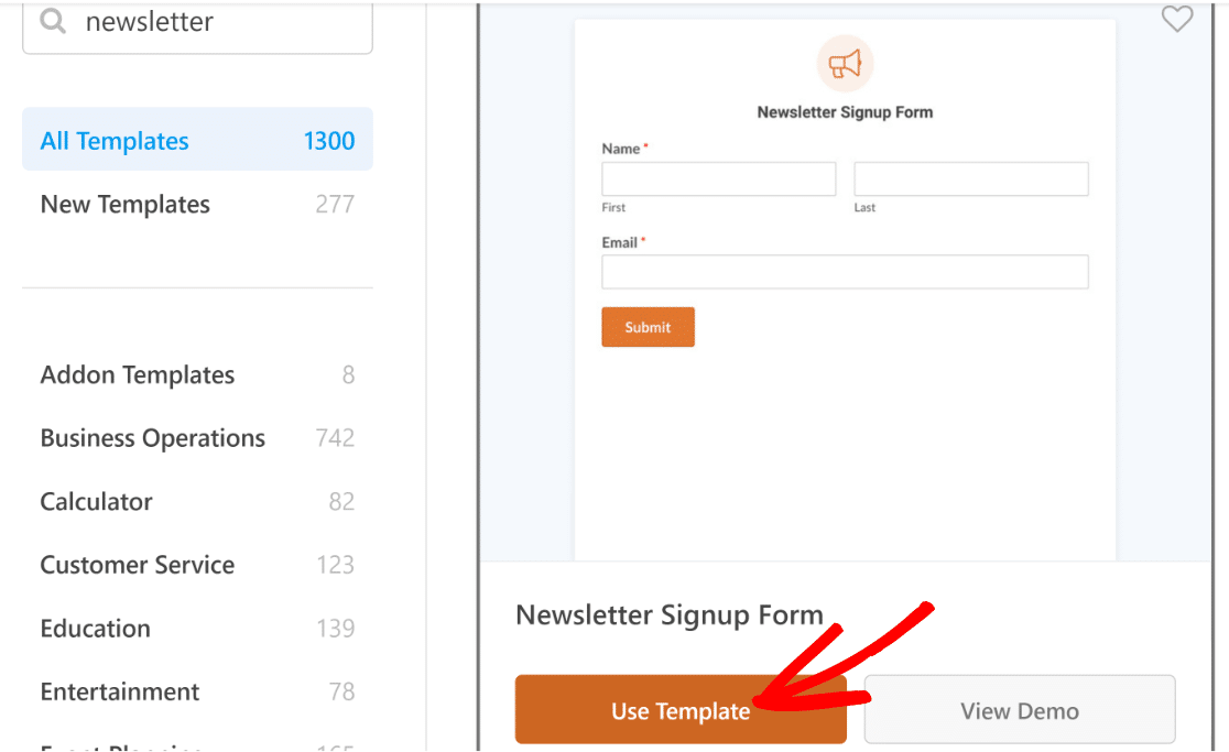 Use the newsletter template