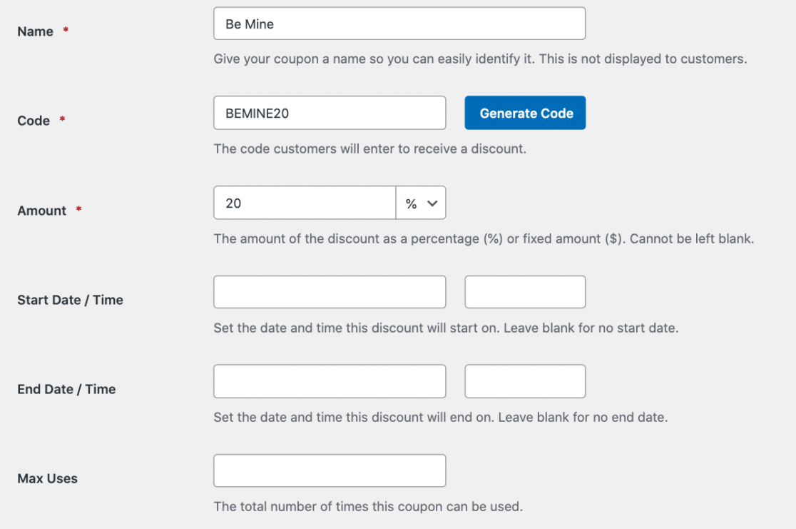 Creating the Be Mine coupon