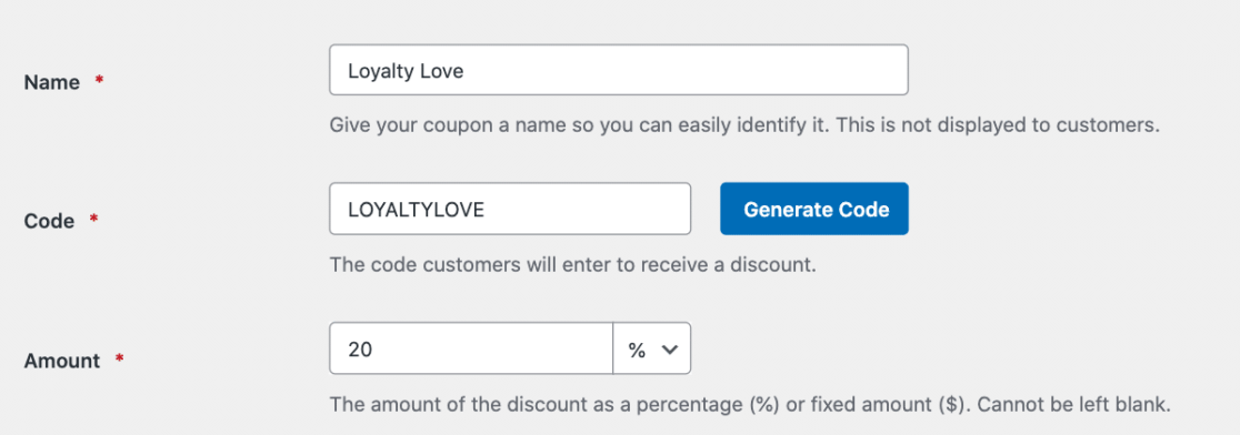 Creating the Loyalty Love coupon