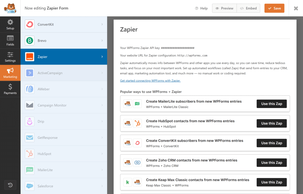 Zapier interface screenshot