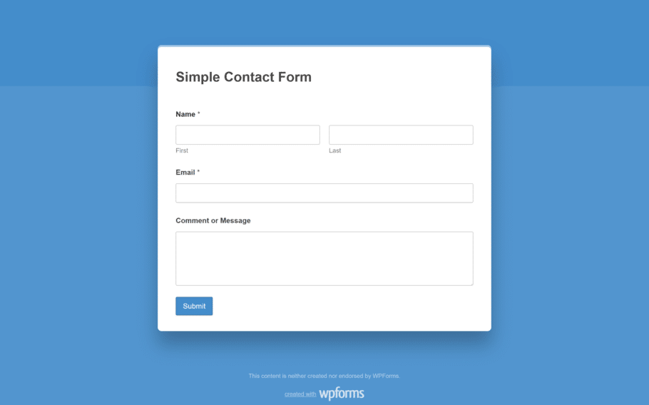 form pages addon sample preview