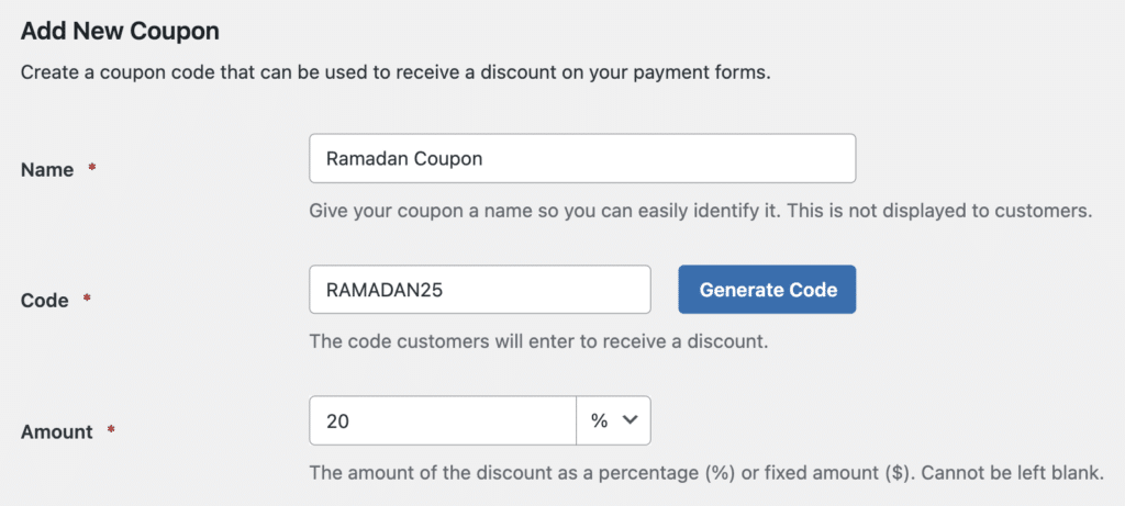 Creating coupon codes for Ramadan