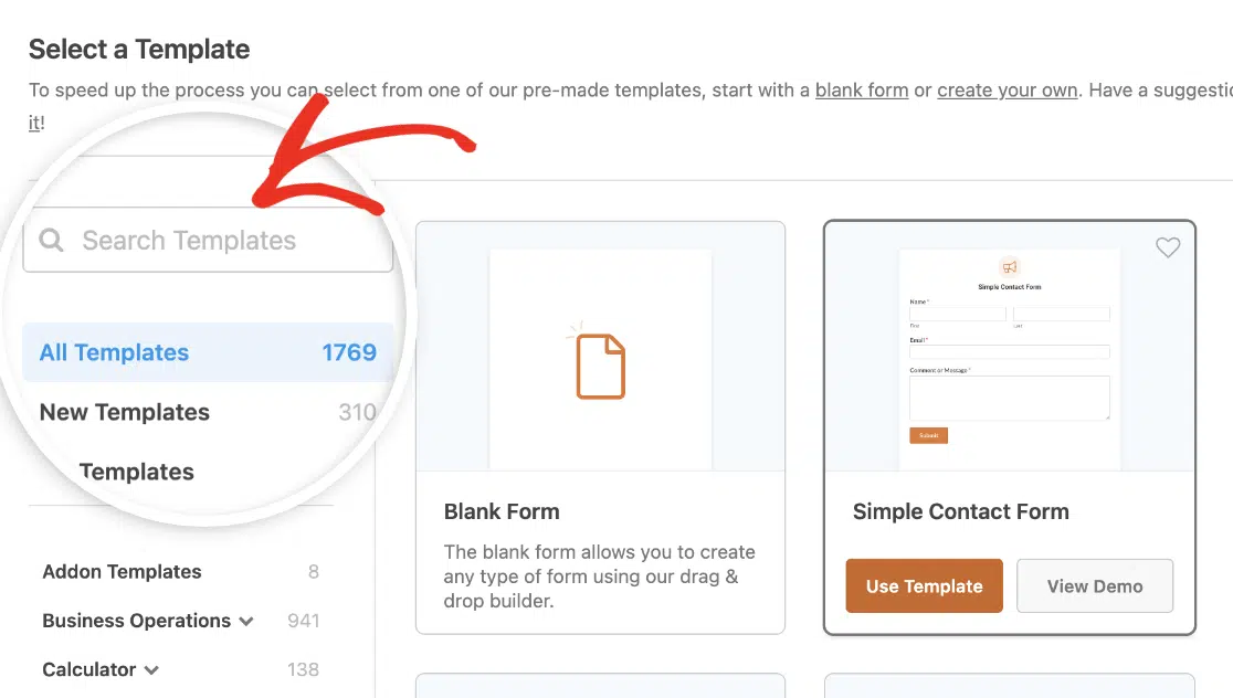 Search form templates