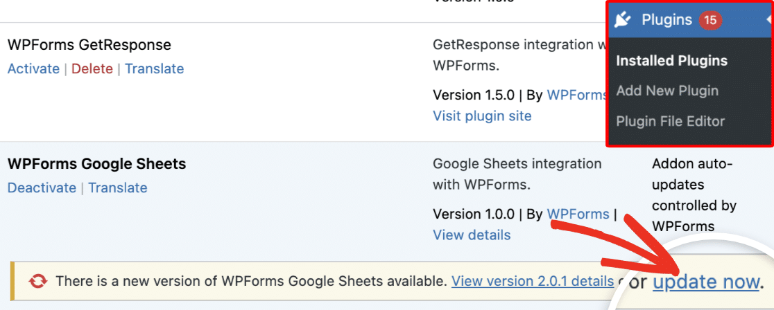 Updating Google Sheets Addon