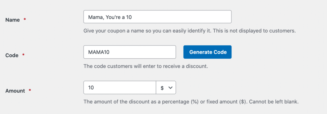Selecting the fixed amount on a coupon