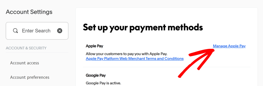 PayPal manage payments screen