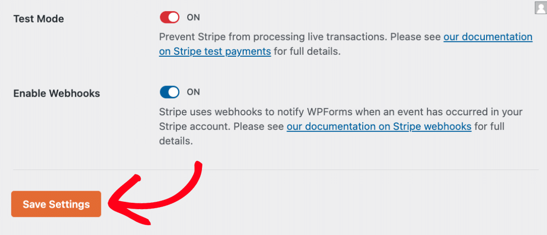 Saving payment settings in Stripe addon