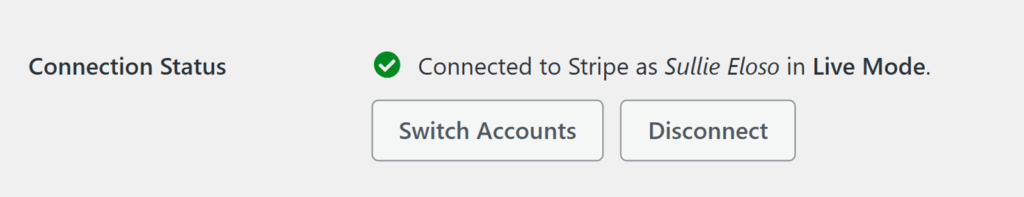 Estado da ligação do WPForms Stripe