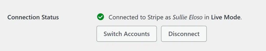 WPForms Stripe connection status