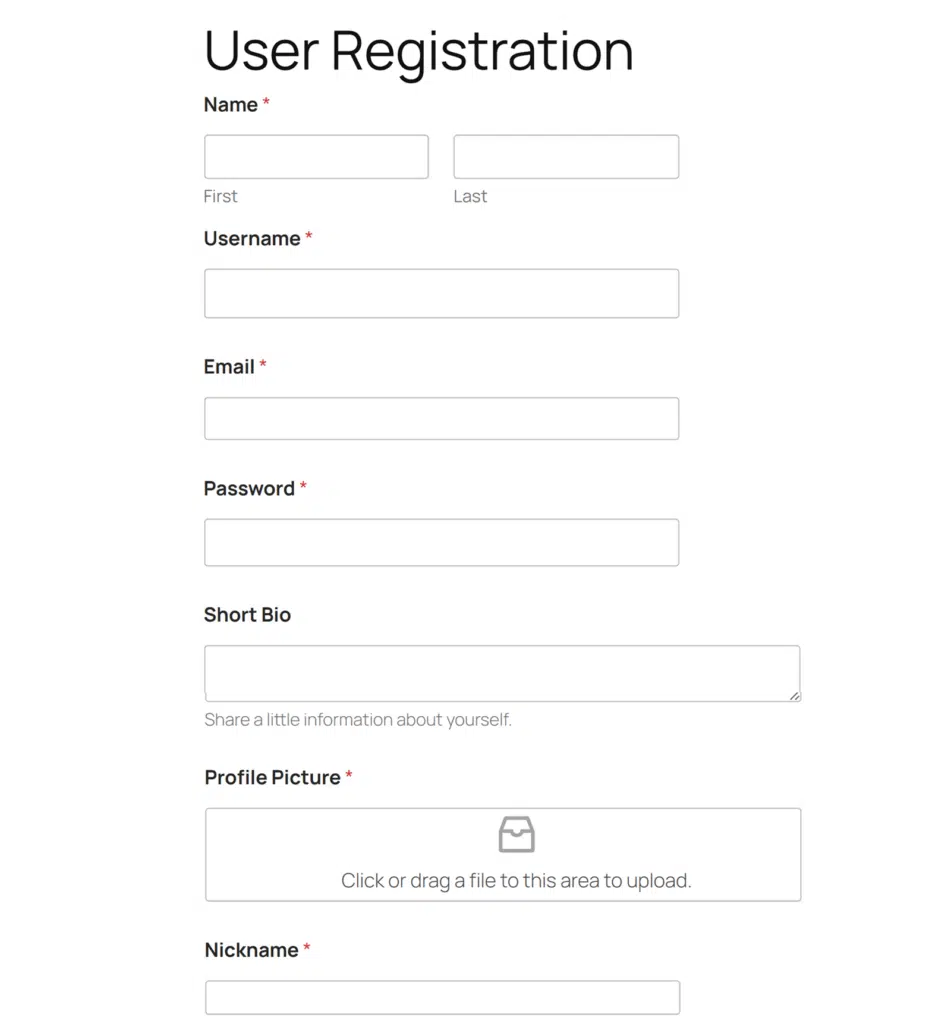 User Registration template