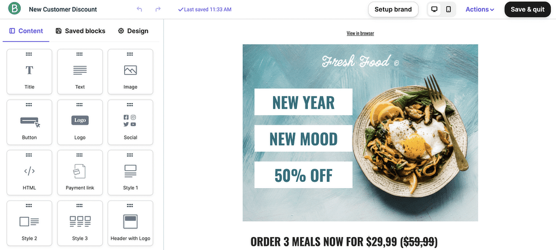 brevo drag and drop email builder