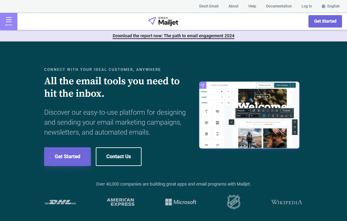 the mailjet homepage