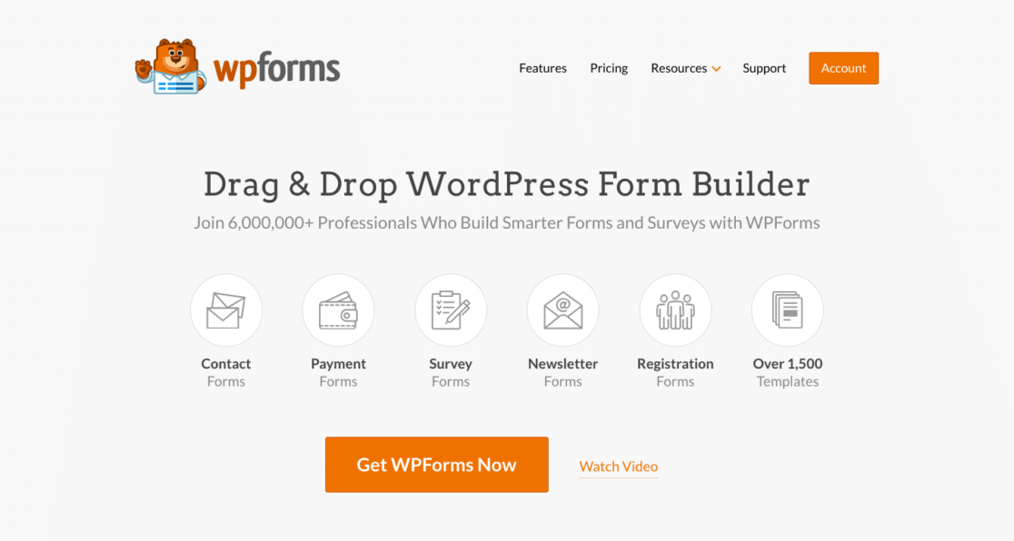 Navigating the WPForms homepage