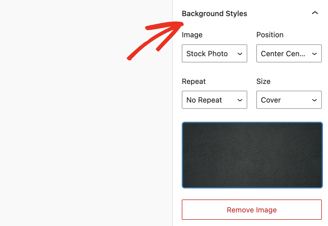 Background styles section