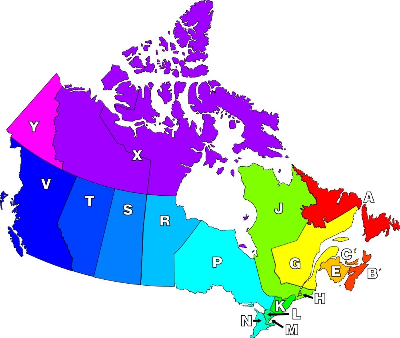 Canada post code map