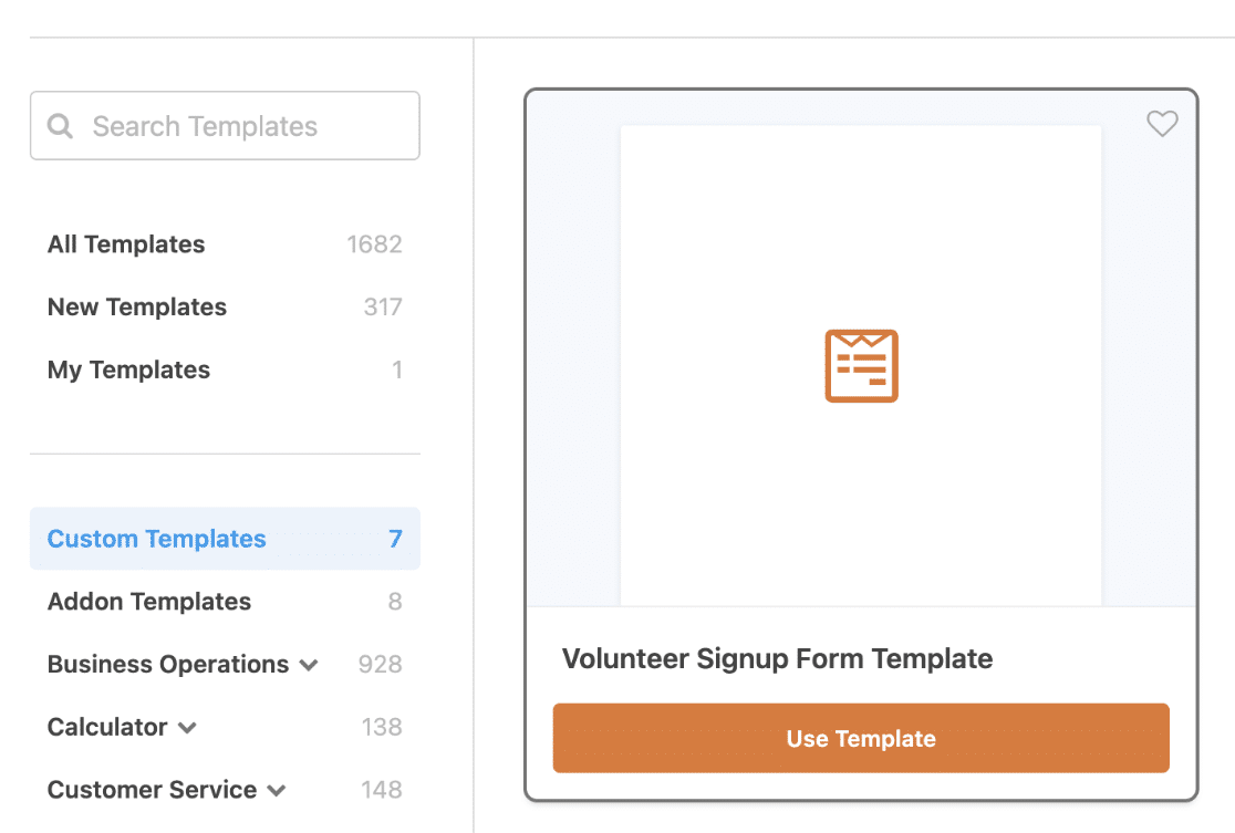 Using your custom form template
